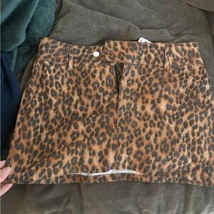 H&M Animal Print Mini Skirt - Brown and Black